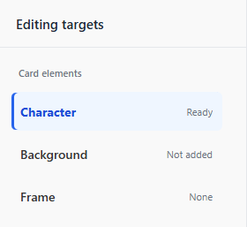 Character menu for uploading the main image